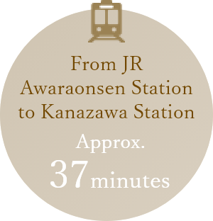 From JR Awaraonsen Station to Kanazawa Station Approx. 37 minutes