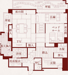 露天風呂付特別室 間取り